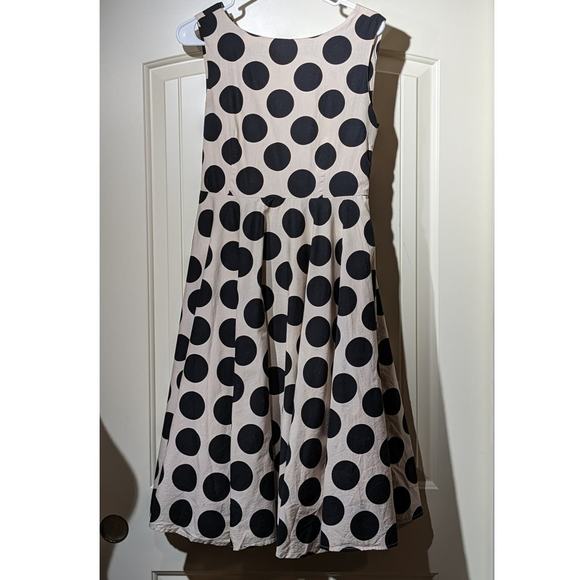 Jolie Moi Cream Black Polka Dot Fit and Flare Tie Back Dress Womens Sz 12 - Picture 1 of 11